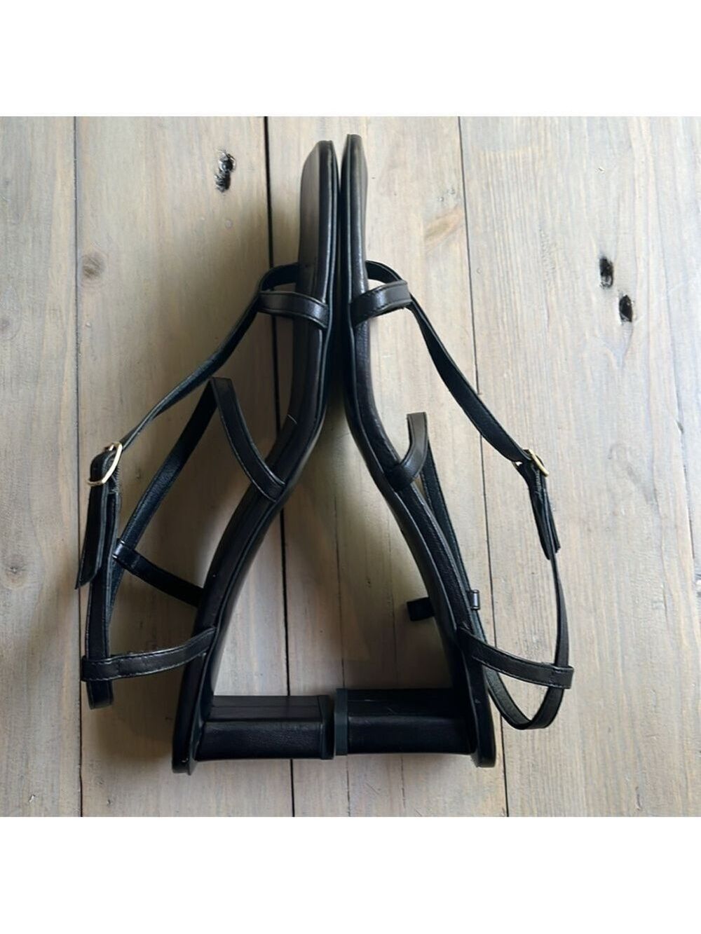 Frame Le Braxton Strappy Leather Black Sandal Square Toe Women EUR 39.5 US 9 - Picture 13 of 15